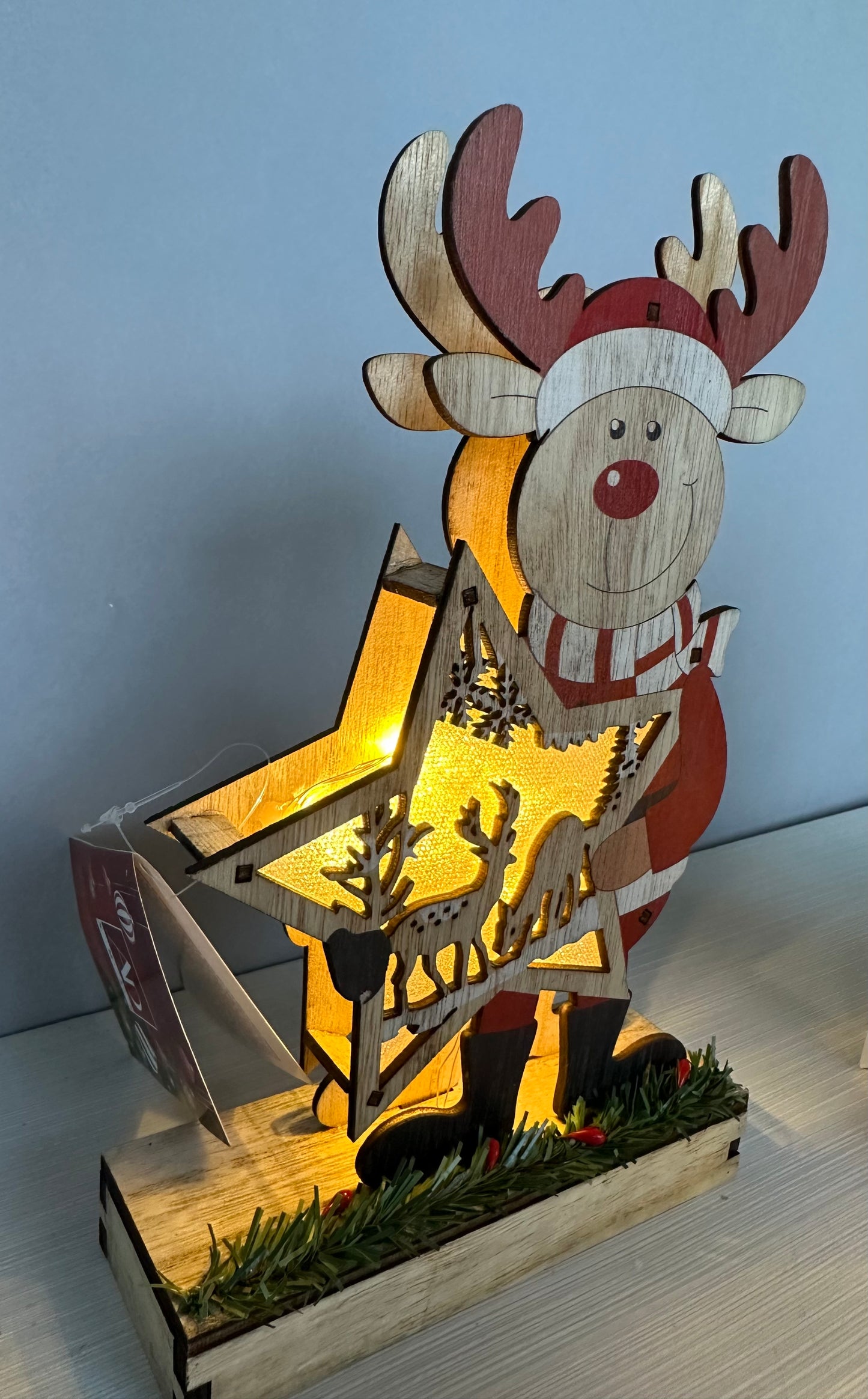 Babbo Natale e Renna in legno