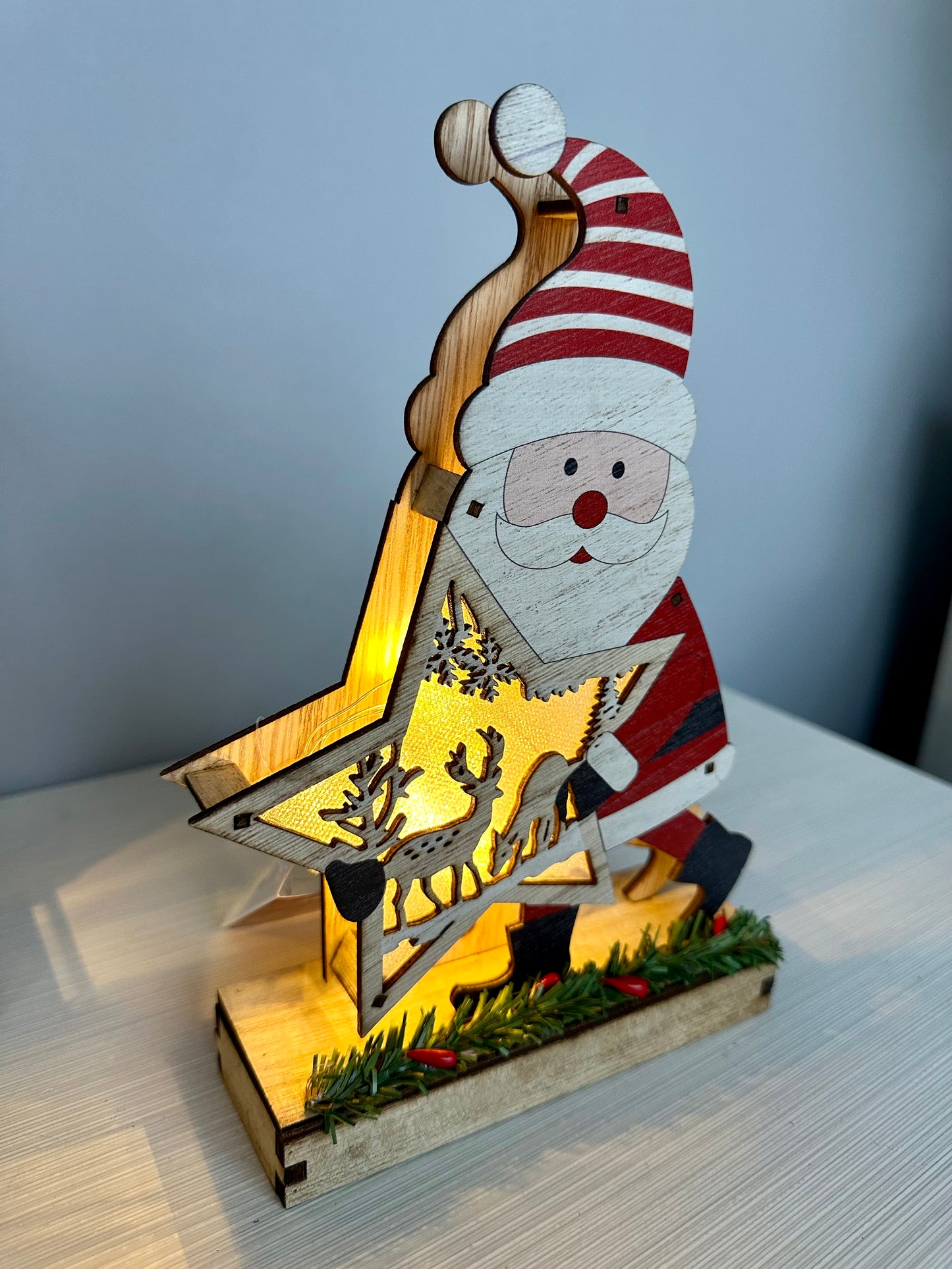 Babbo Natale e Renna in legno